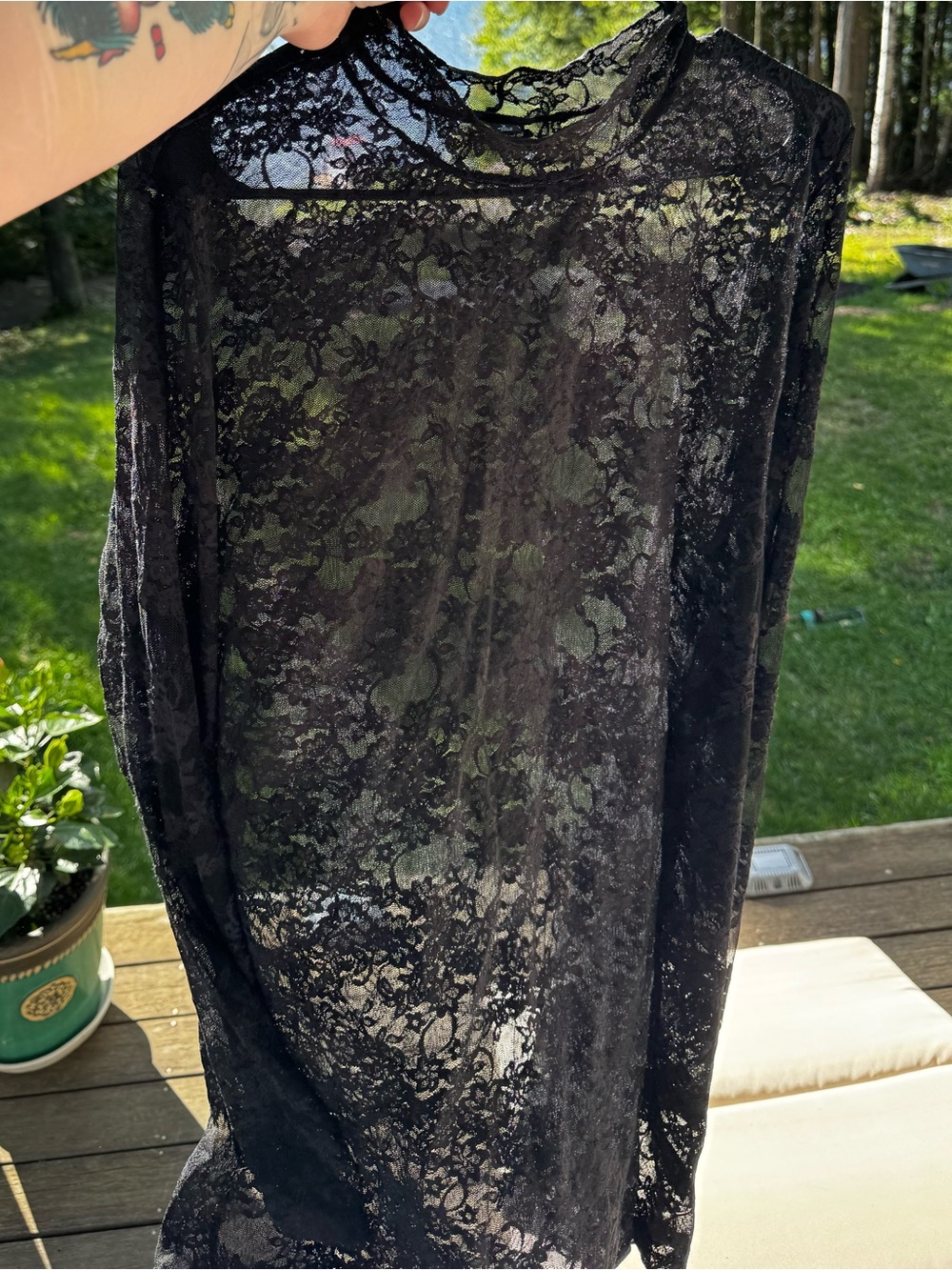 Torrid Black Lace Long Sleeve Sheer Top